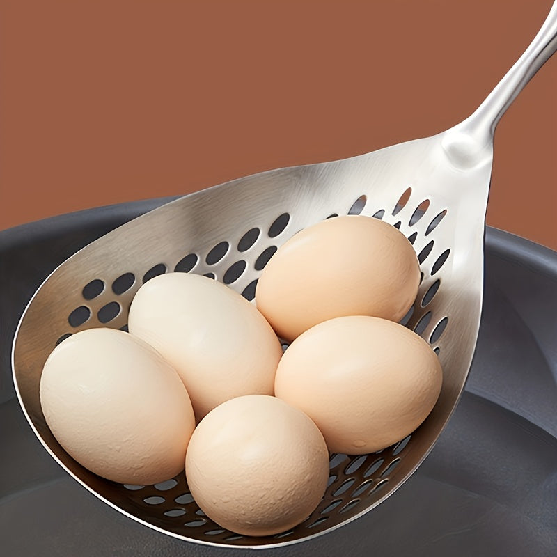 Large Stainless Steel Colander Skimmer - for frying, hot pot, cooking, and baking - easy draining, heat resistant, dishwasher safe - for restaurant and home use.