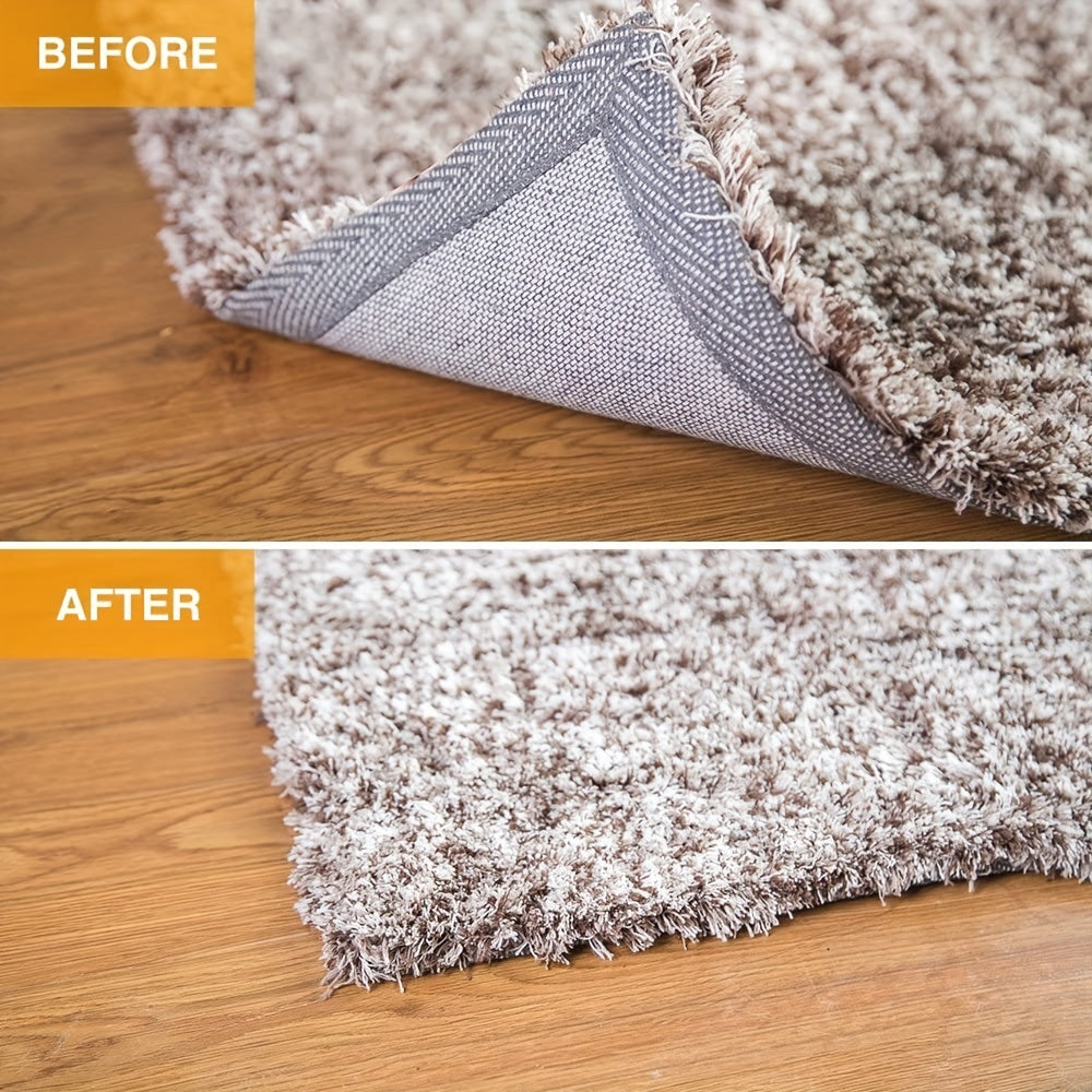 New "Vacuum TECH" Rug Pad Gripper is made with washable materials and designed to keep your rug in place on hardwood floors. Say goodbye to slipping rugs with these non-slip grippers, and use the under rug carpet tape to make your corners flat.