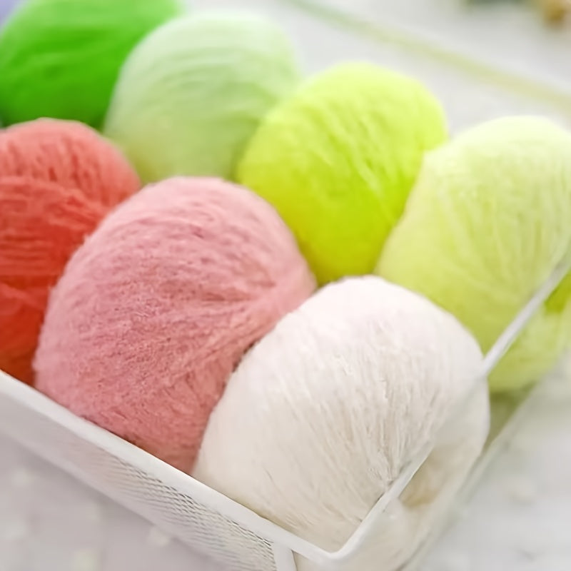 Soft velvet yarn roll made of skin-friendly nylon fiber, 40g mixed color, perfect for DIY hand-knitted plush items like dolls, scarves, blankets, hats, and small accessories.