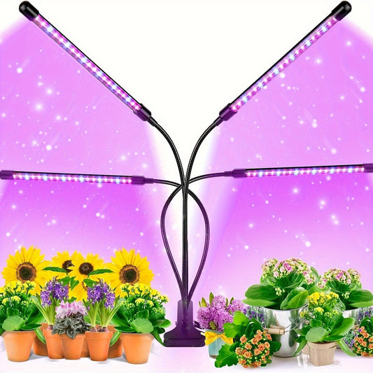 Red and blue LED plant lamp with USB for indoor plants, greenhouse hydroponics, tents, and flower seedlings with 1-5 heads.