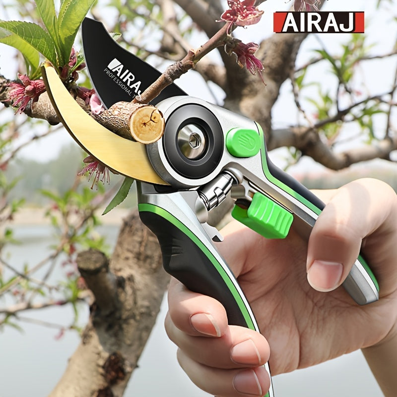 AIRAJ Ergonomic Pruning Shears - Sharp, Durable & Safe Garden Tool for Effortless Plant Care, No Assembly Required - Black