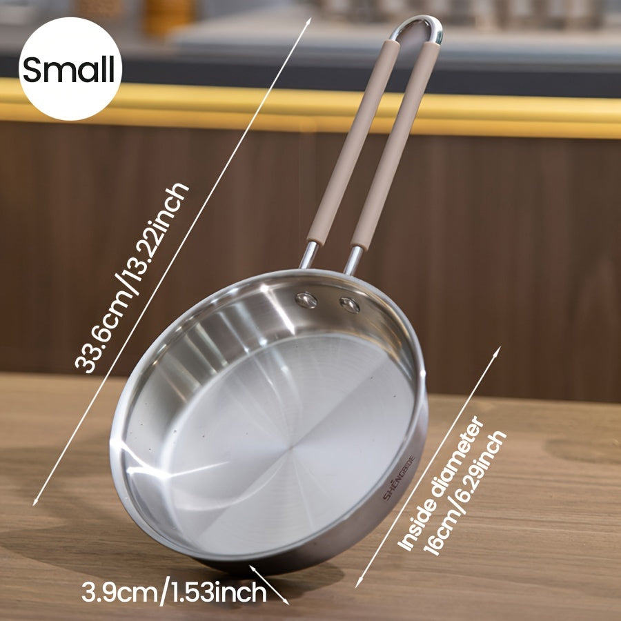 Get ready to revamp your kitchen with the versatile Stainless Steel 3-Layer Frying Pan in 15/13 Inch size. This pan offers even heat distribution, durability, and easy cleaning, making it a must-have for your cooking needs. Dishwasher safe and perfect