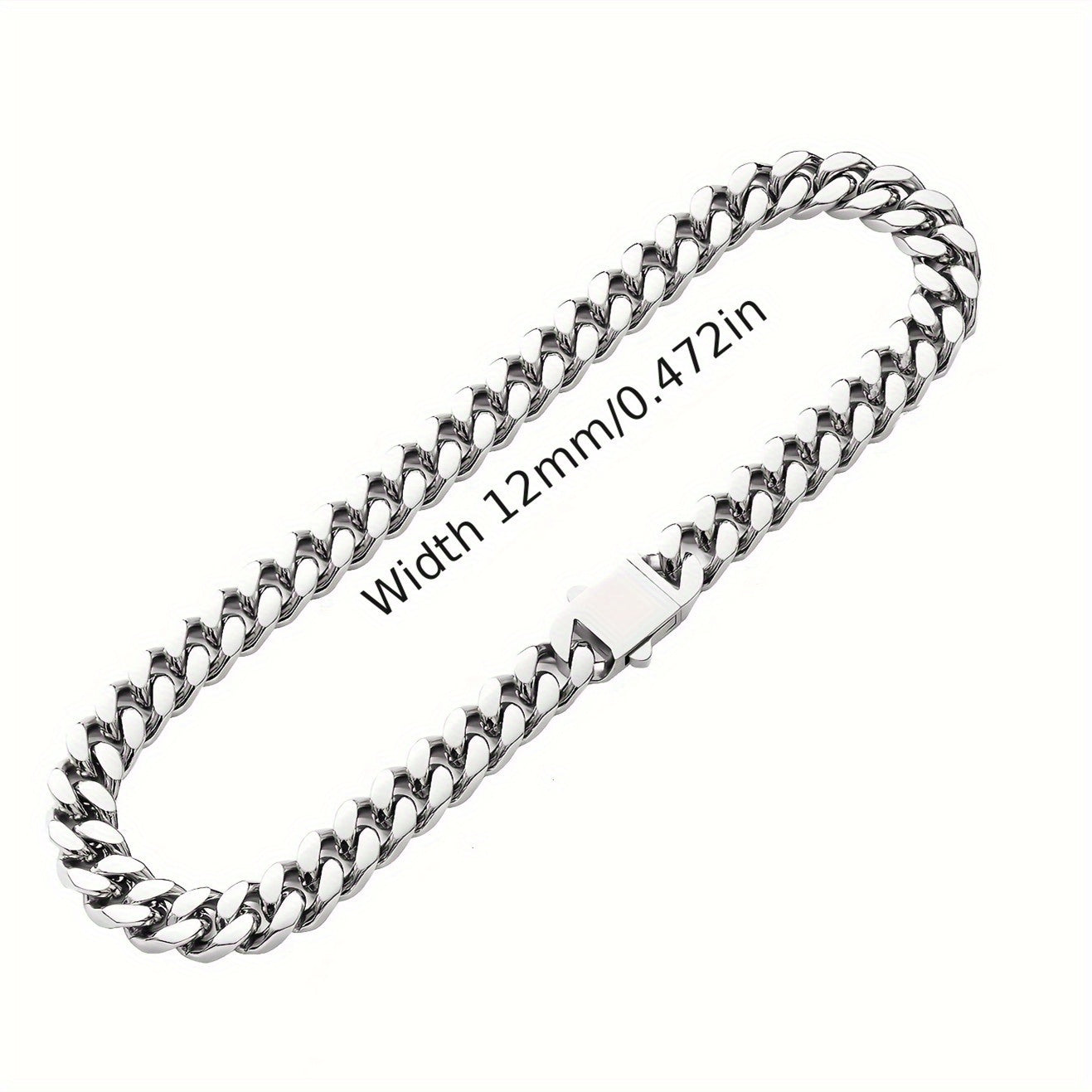 1 piece of Hip Hop Titanium Steel Necklace with Non-fading Glossy Finish, featuring an 8.10.12mm Cuban Chain - A Stylish Accessory for Men