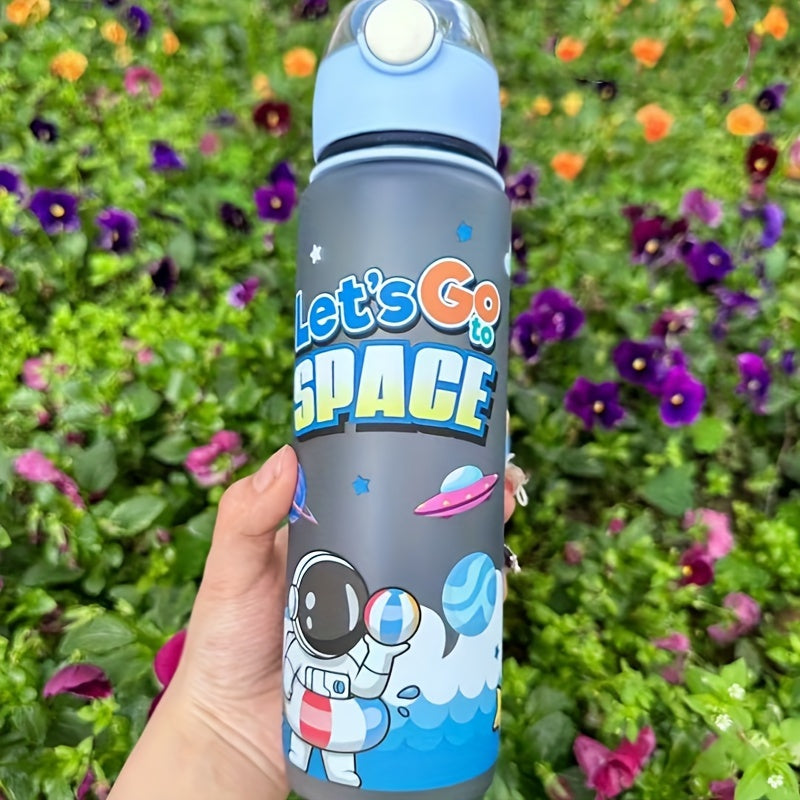 Leak-proof and space-themed 700ml water bottle made from BPA-free, high-temperature resistant PC material, ideal for outdoor activities. A perfect holiday gift.