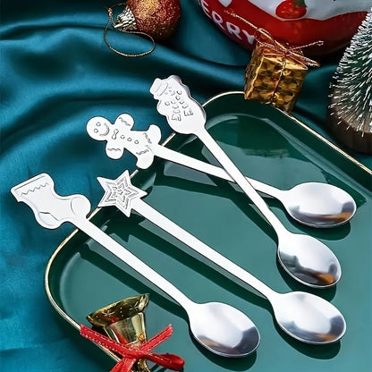 Get a set of 12/20 charming Christmas spoons made of top-quality stainless steel. These mini spoons are ideal for stirring coffee, tea, cocktails, milkshakes, and jams. They make the perfect festive table decoration for Christmas parties with 4 different