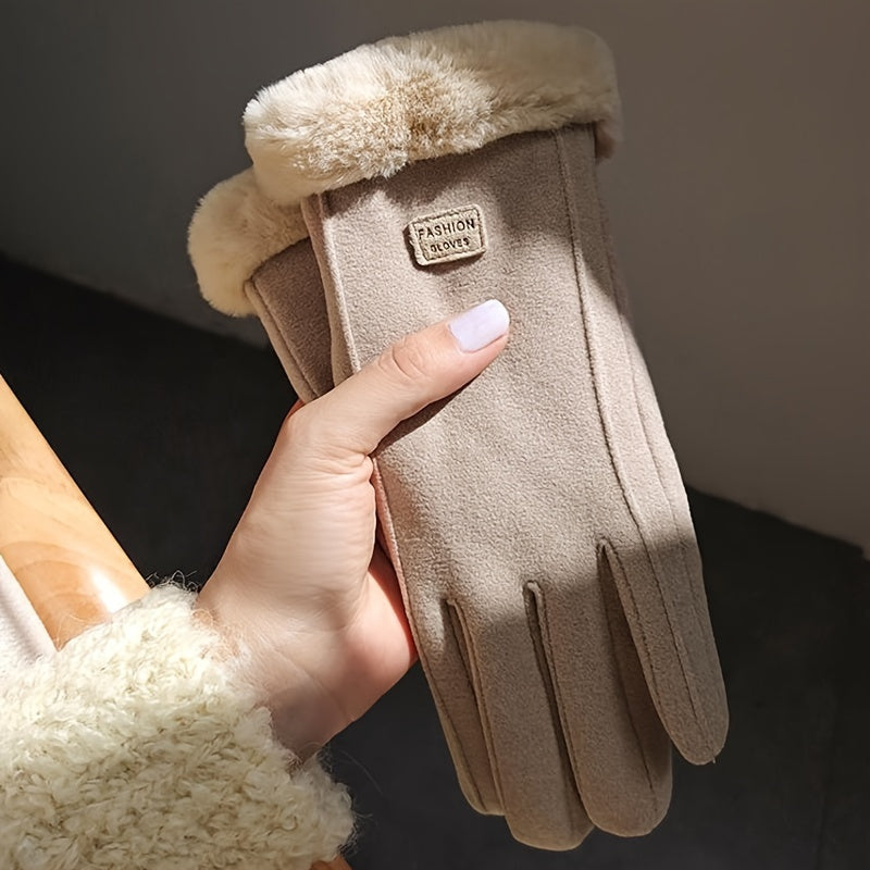 Stay warm and stylish with these Fleece Lined Windproof Touchscreen Riding Gloves for women. Made from polyester fashion velvet, these gloves offer elasticity for a comfortable fit. Perfect for casual outdoor activities, these gloves are hand washable