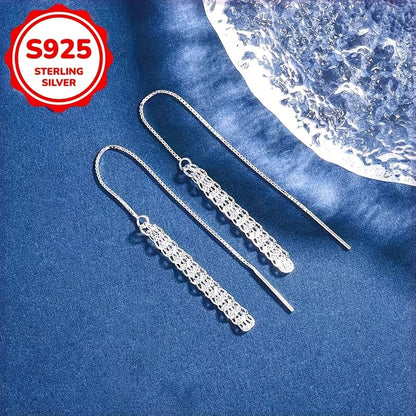 Elegant and sexy, the LULUBRO S925 Sterling Silver Phoenix Tail Chain Earrings offer a stylish Korean-inspired look. These hypoallergenic studs are perfect for daily wear or festive occasions. They make an ideal Valentine's Day or birthday gift, weighing