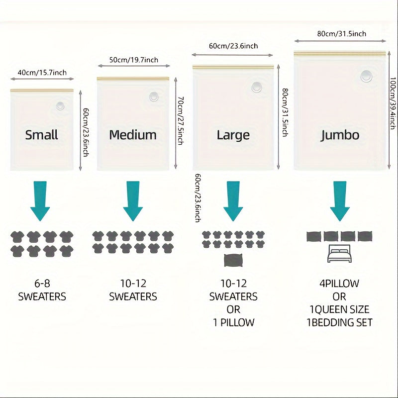 5/6 ta Bo'shliqni Tejovchi Vacuum Saqlash Sumkalari Qo'l Nasos bilan - Kiyimlar, Kiyinlar va Boshqalar uchun Mukammal - Yotoqxonalarda, Kiyimlar uchun Joylarda va Sayohat uchun Ajoyib - Eng Yaxshi Bo'shliqni Tejovchi Sumkalar