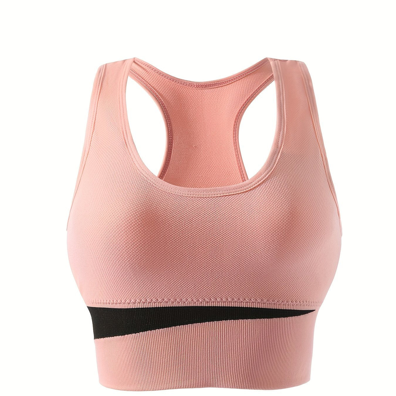 Colorblock Wireless Sports Bra, Comfy Racerback Tank Bra for Women's Workout & Lingerie