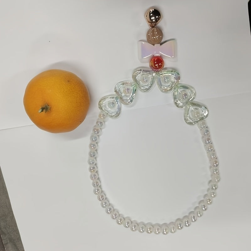 Handcrafted Heart-Shaped Necklace with Artificial Pearls and Colorful Beads, Ideal for Festive Gatherings, Birthday Celebrations, and Thoughtful Gifts. This piece exudes an elegant charm suitable for everyday wear.