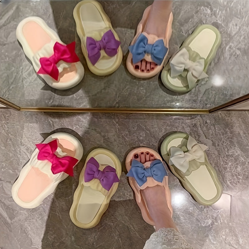 Macaron color slip-on sandals with thick sole, PVC material, low heel - suitable for all seasons.