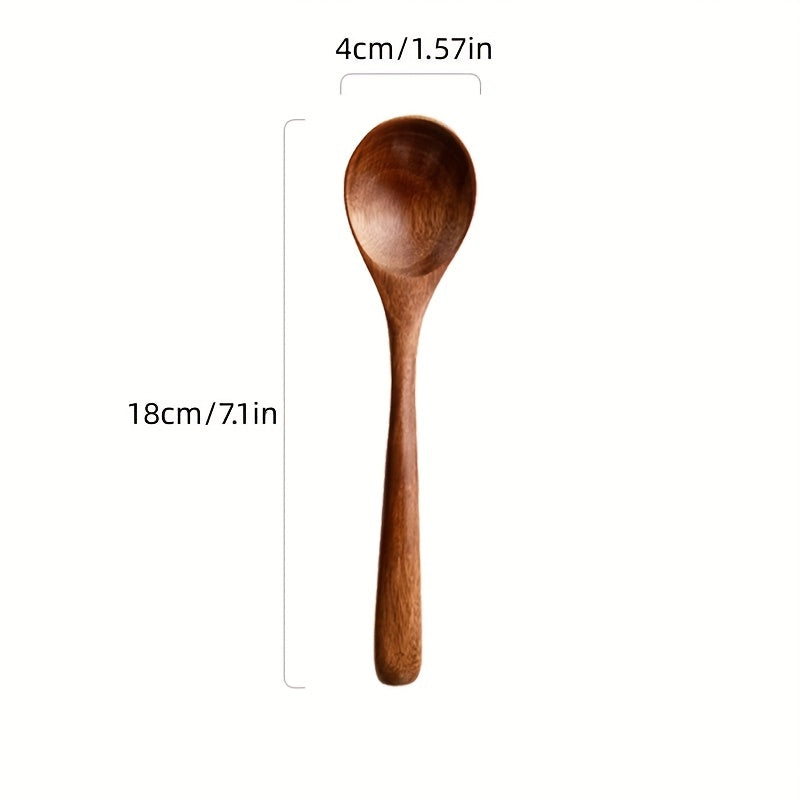 4-piece set of wooden spoons for mixing and serving soup, coffee, dessert, and other foods, suitable for use in restaurants and at home parties.