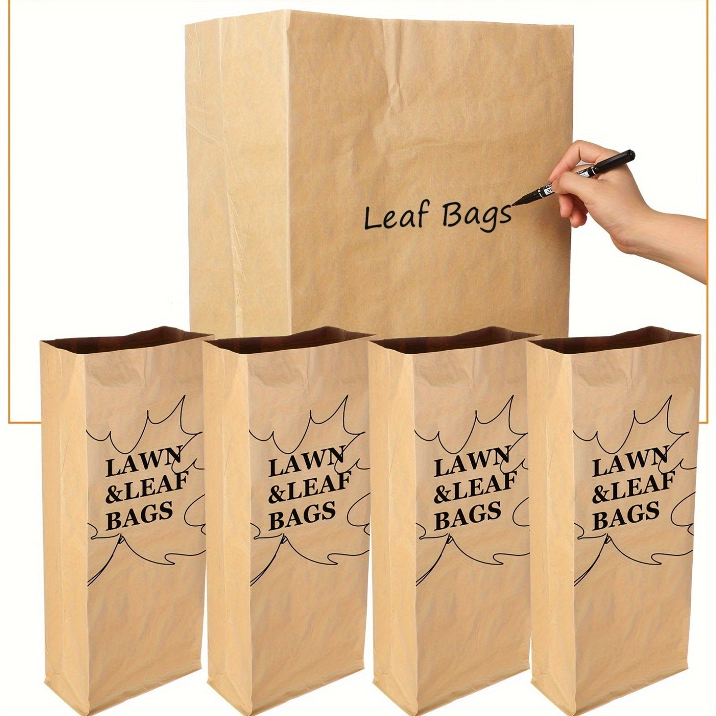 Pack of 24 Heavy-Duty Kraft Paper Yard Waste Bags, 90.85 L Capacity, Disposable and Perfect for Yard Maintenance, Gardening, and Recycling. Suitable for Indoor and Outdoor Usage in Living Rooms, Bedrooms, Kitchens, and Gardens.