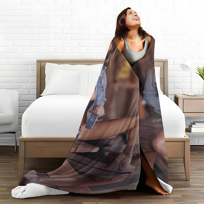 Luxurious Flannel Throw Blanket featuring Stunning Blonde Beauty - Ultra-Soft and Cozy, All-Season Versatility - Ideal for Couch, Bed, Office, Camping, or as a Gift; Multipurpose Home Decor with a Modern Twist