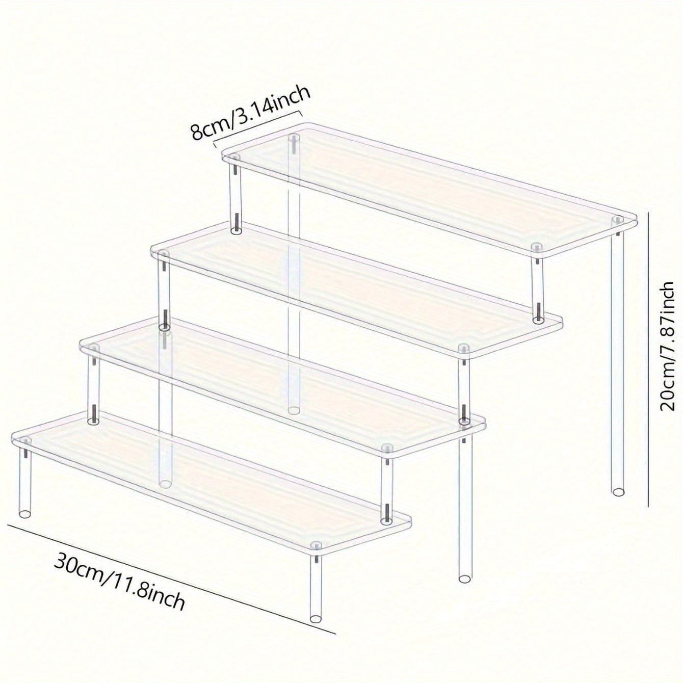 Прозрачный акриловый органайзер для хранения на 4 уровня, прозрачная полка для дисплея для капсул кофе, десертов, художественных принадлежностей и организации украшений - 1 шт.