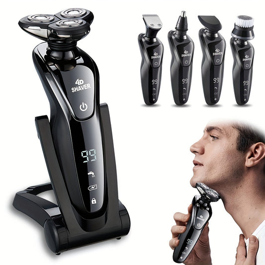 Electric 6-In-1 Shaver for Men, Dry & Wet 3D Rechargeable Rotating Shaver, Great Father's Day Gift