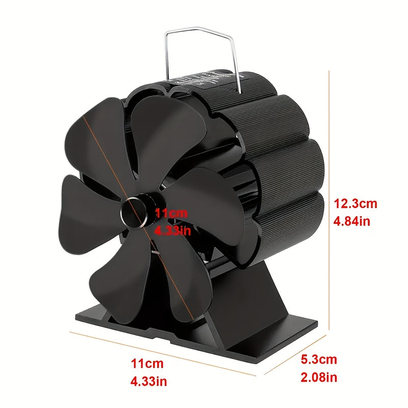 Six-Leaf Fireplace Fan идеально подходит для газовых плит, подледной рыбалки на открытом воздухе и приготовления пищи. Этот тепловой вентилятор обеспечивает мощное распределение тепла.