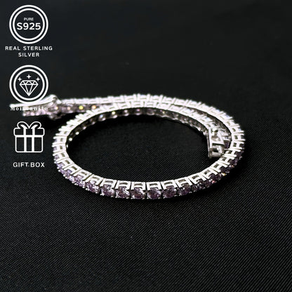 This fashionable pink sparkling Moissanite bracelet, made of S925 silver, is a luxurious and elegant piece weighing 9.6G. It makes for a classic gift for a loved one or family member.