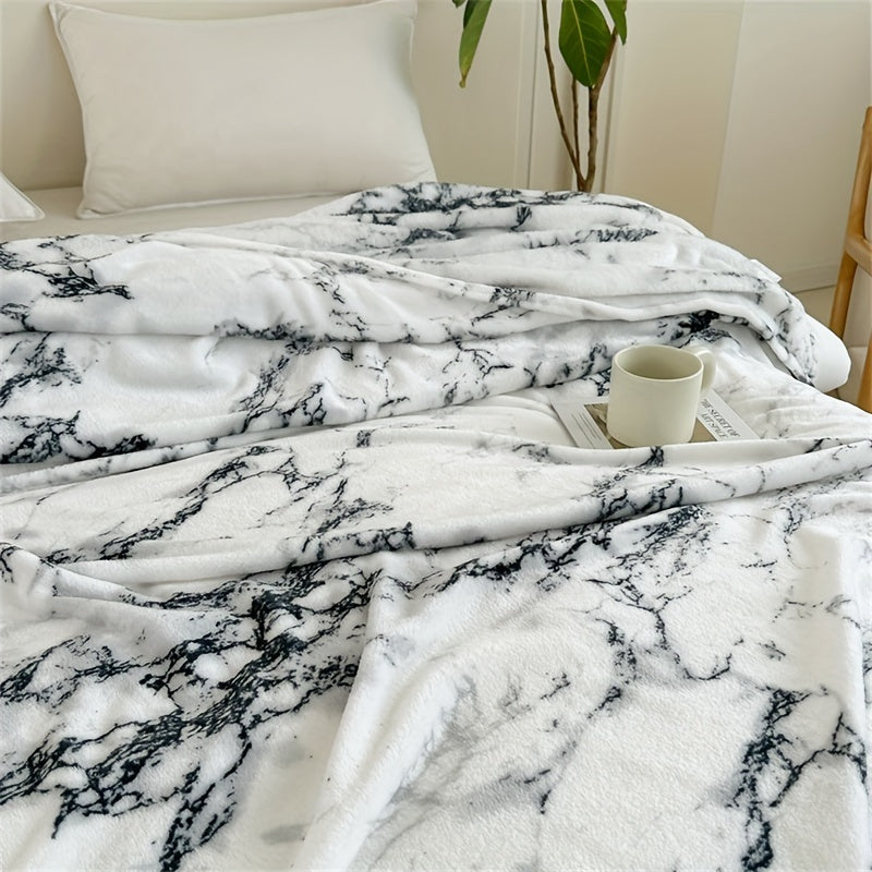 Soft and cozy marble print flannel blanket, suitable for travel, sofa, bed, and office. Great gift for boys, girls, and adults, perfect for all seasons.