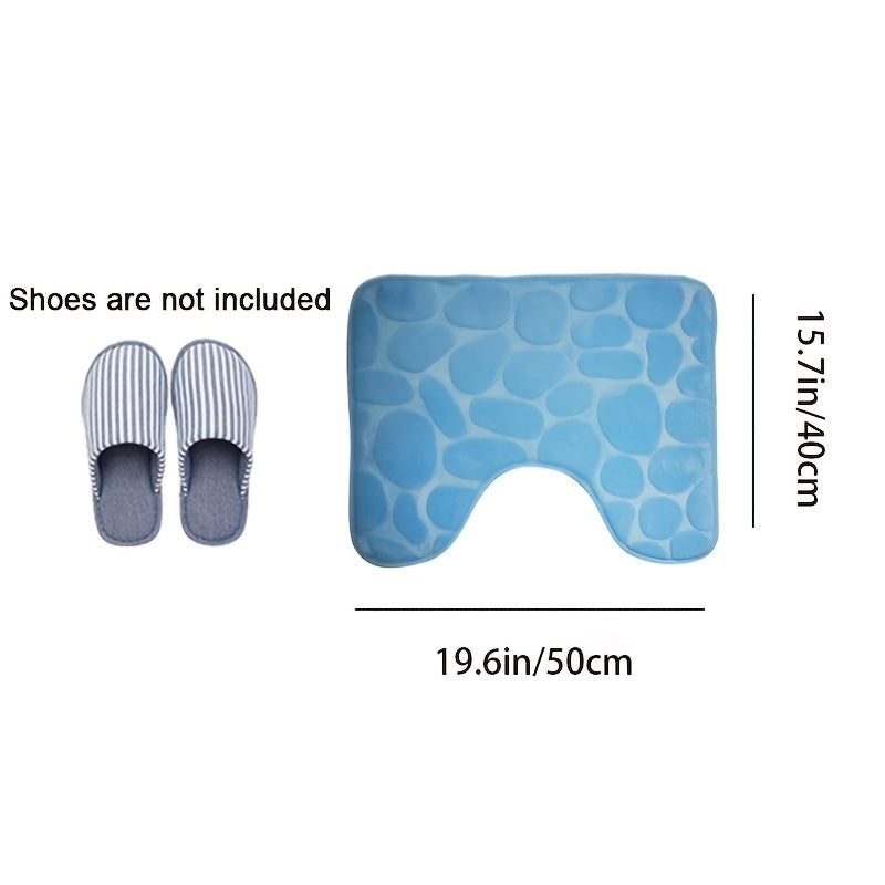 Collection of 1/3 Plush and Highly Absorbent Bath Mats, Including Non-Slip Rugs, U-Shaped Contour Mat, and Toilet Seat Cover. These Mats Feature a Beautiful Floral Embossed Design with Slip-Resistant Backing, Excellent Water Absorption Properties, and