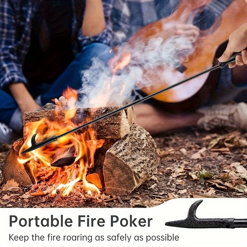 The Amana Hair 32-Inch Portable Fire Poker is perfect for campfires, fire pits, and indoor use. Made with durable metal construction and rust-resistant stainless steel in a sleek black finish, this essential fireplace accessory is a must-have tool for