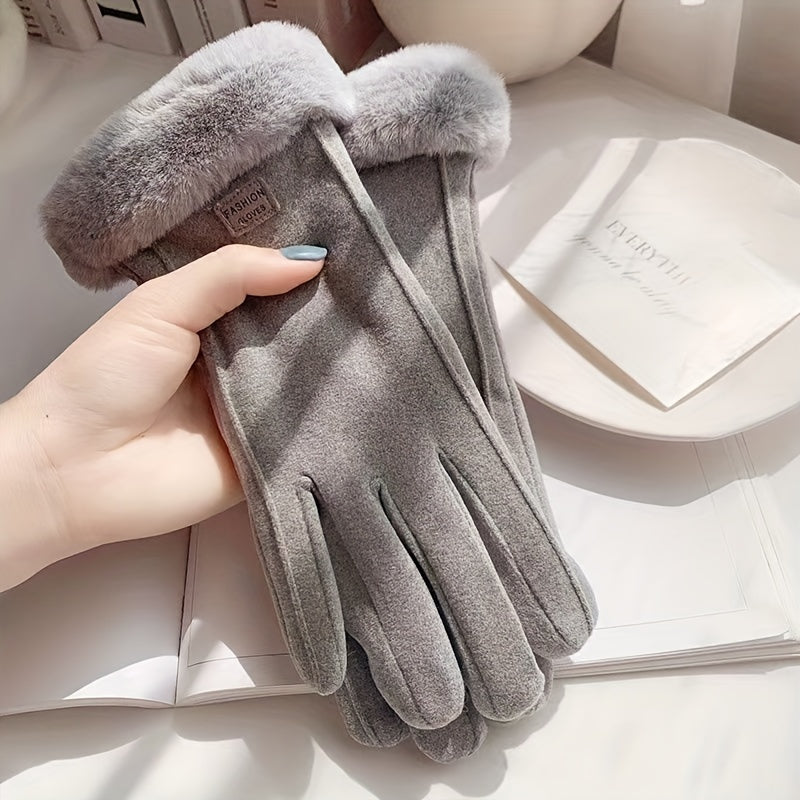 Fashionable women's gloves with thermal insulation, touchscreen capabilities, and elastic polyester material. These split finger gloves are perfect for outdoor activities like cycling and driving, providing warmth and protection against the wind. Hand