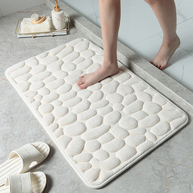 One-piece Pebble Texture Memory Foam Bath Mat with Absorbent Qualities, Non-Slip Backing for Bathroom, Kitchen, or Home Use - Made from Durable Plastic, Featuring Holiday-Themed Designs for Christmas, Halloween, Thanksgiving, Valentine's Day, and Labor