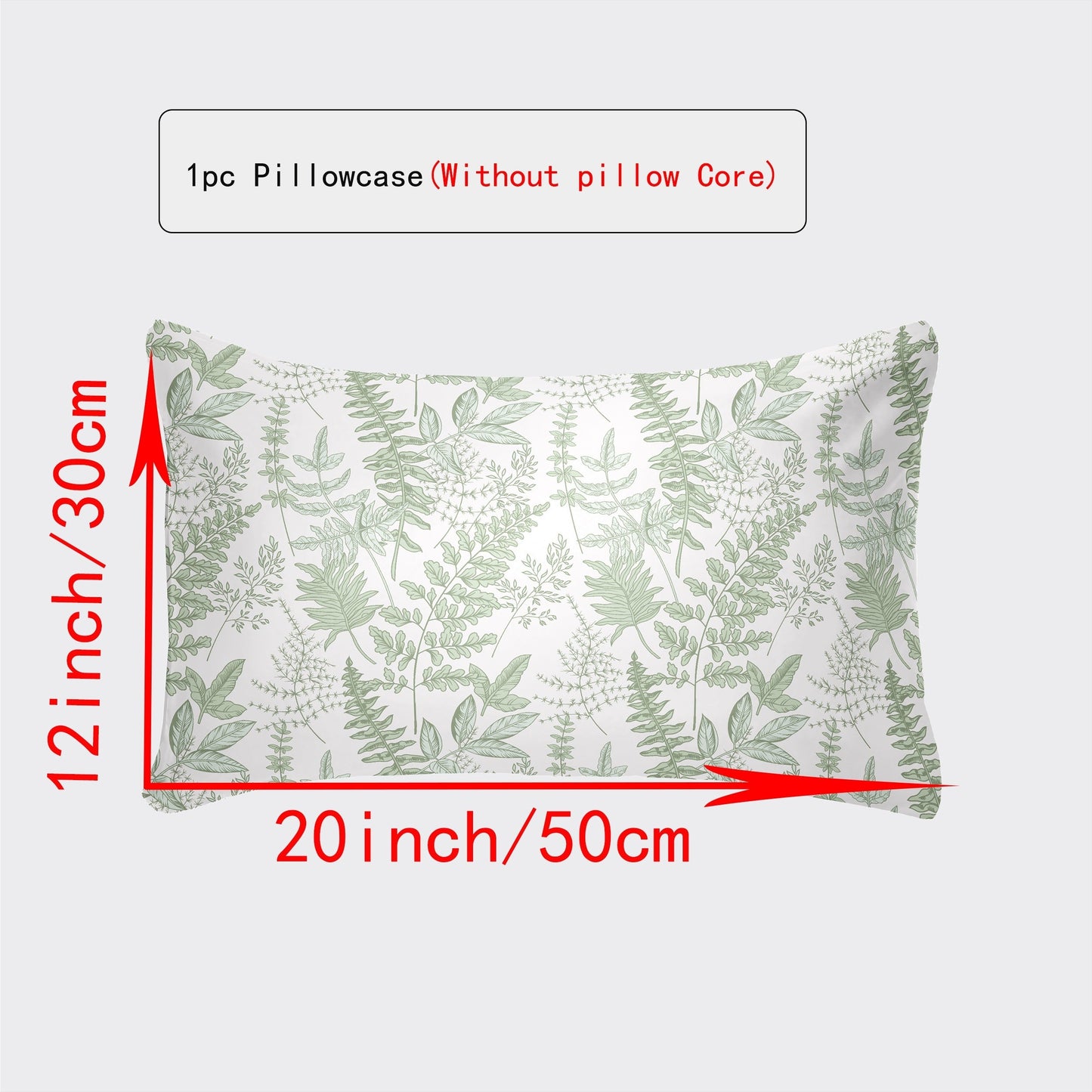 Luxurious Pillowcase with Envelope Closure - Available in Various Sizes (30x50cm to 50x75cm) - Stylish Designs in White, Gray Plaid, Red Plaid, Green Botanicals, Leopard Print, and Geometric Patterns - Suitable for Every Season, Great for Home Decor Gifts