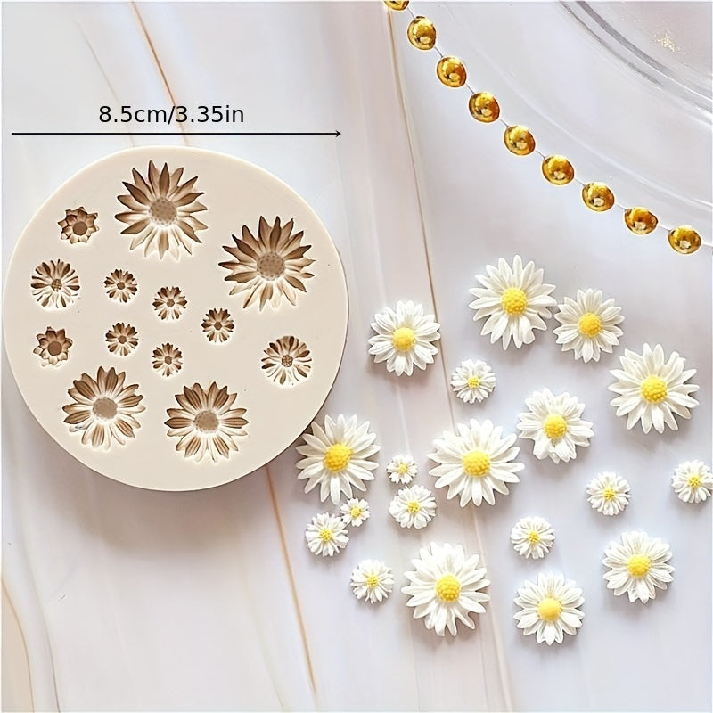 Mini Daisy Flower Silicone Molds for Fondant, Cake, Candy, Chocolate, Sugar Craft, Ice, Pastry, Baking, Tool, and Resin Mould - 1pc