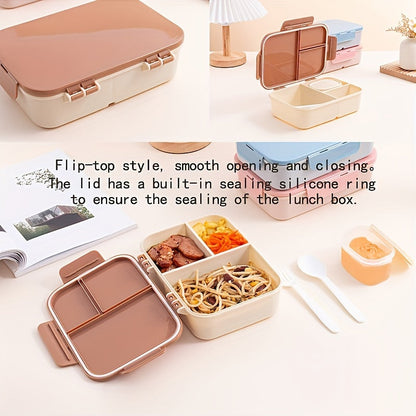 A leak-proof, microwaveable Japanese-style lunch box with compartments, perfect for students and office workers on the go. This high-quality plastic container is ideal for travel and can hold a large amount of food.