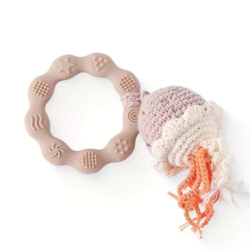 Lovely Hand-Crafted Sea Creature Rattle - Made with Soft Silicone, Vibrant Colors, Ideal for Kids' Early Development & Fun