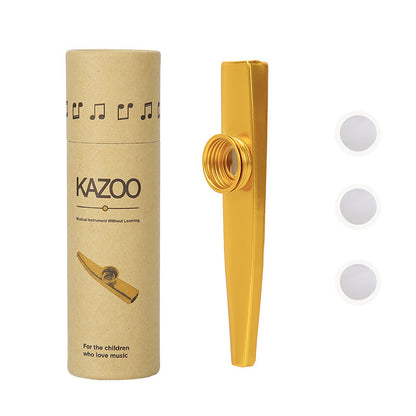 High-quality metal kazoo with flute tube, three flute membranes, and lightweight aluminum alloy construction. Portable and easy to use, suitable for both beginners and experienced