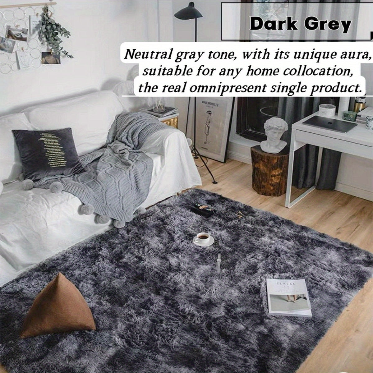 Elevate your space with our 1pc Stylish Simple Tie-dye Long Pile Carpet. This soft and comfortable rug is free of formaldehyde and any peculiar smell. It features non-shedding and non-fading qualities, making it perfect for a variety of spaces including