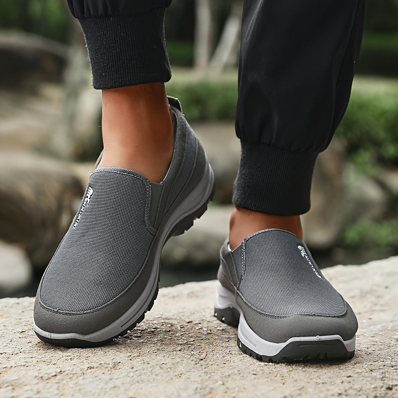 Sturdy non-slip slip-on sneakers for men, ideal for park workouts, camping, and hiking.