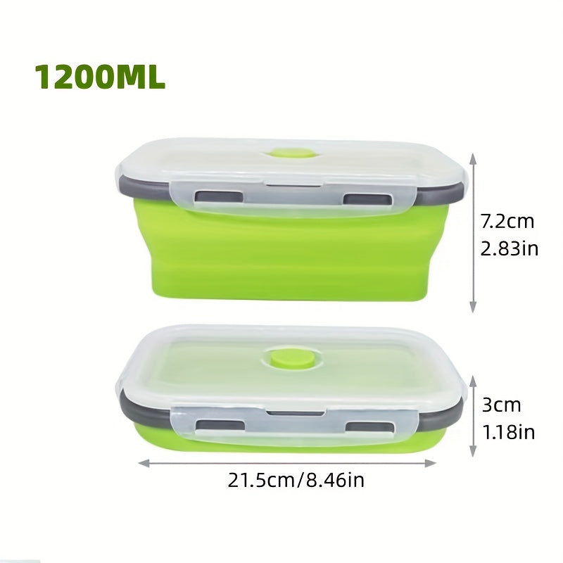 Collapsible Silicone Food Storage Containers, Set of 4 - Stackable, Space Saving, Microwaveable, Freezer and Dishwasher Safe, BPA Free - Perfect for Leftovers or Meal Prep, Foldable Lunch Box Containers, Essential Kitchen Accessories