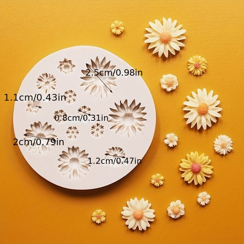 Mini Daisy Flower Silicone Molds for Fondant, Cake, Candy, Chocolate, Sugar Craft, Ice, Pastry, Baking, Tool, and Resin Mould - 1pc