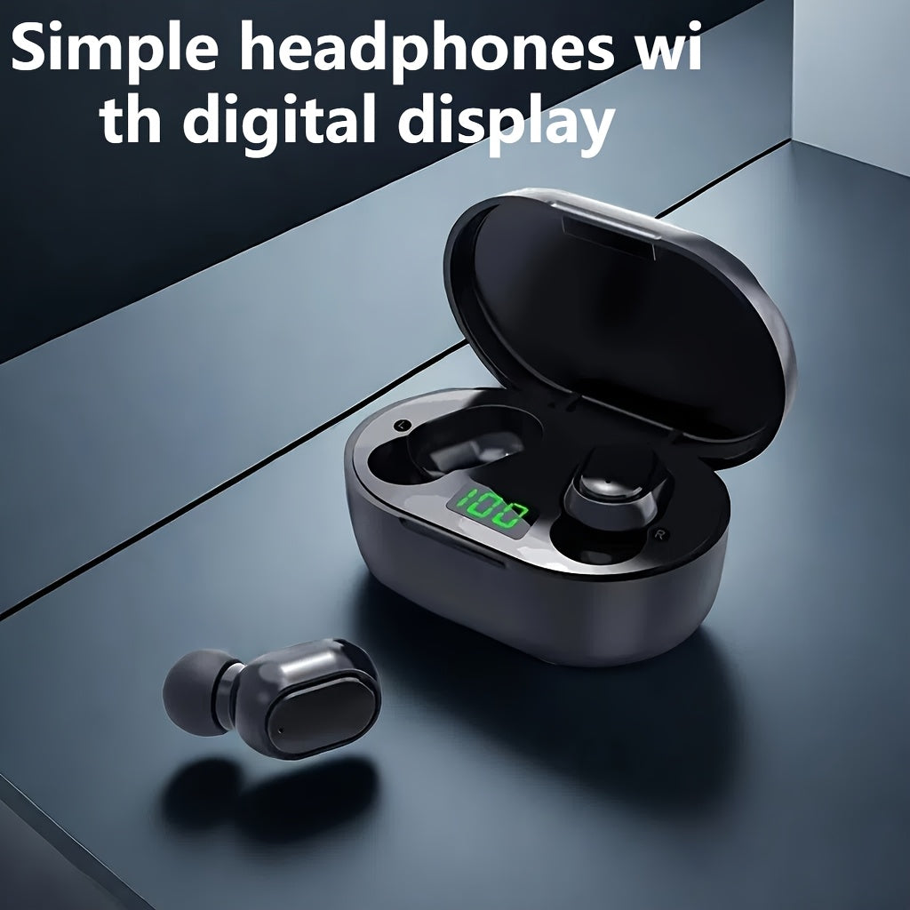 Wireless TWS E6S earbuds with ANC, digital display, smart control, HD call, mic, and rechargeable battery - great for gaming, music, and sports.