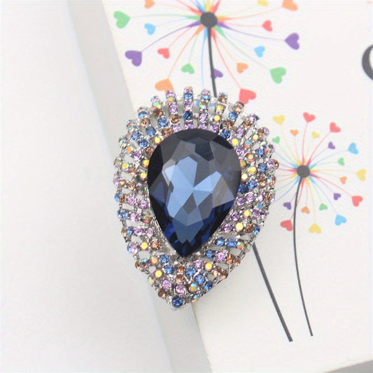 Ayollar uchun Elegant Teardrop Rhinestone Brooch Pin - Simulyatsiya qilingan toshlar bilan hashamatli emal dizayni modali aksessuar