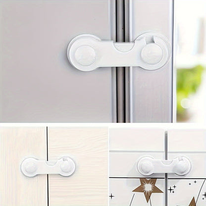 Set of 6 Child Safety Locks - Made of BPA-Free White Plastic - Keep Cabinets & Drawers Secure with Reliable Latches