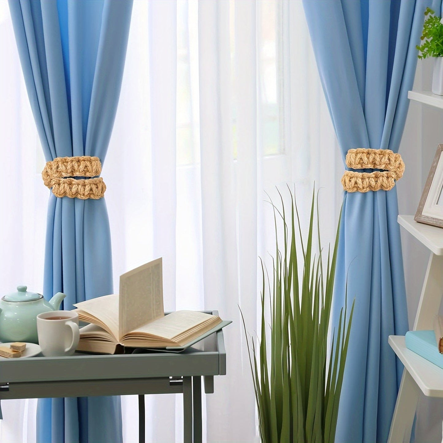 Curtain Tie Rope Braided Curtain Clip Set for Bedroom Living Room Home Decor - Includes 2pcs/4pcs Curtain Tiebacks