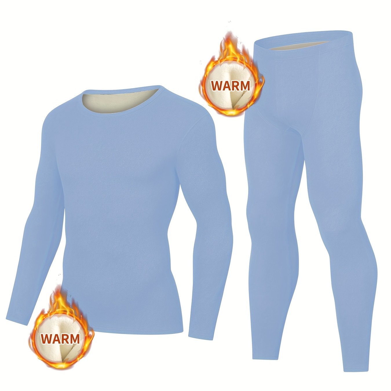 Men's warm underwear set for autumn and winter, with pants and round neck top for adults and teenagers.