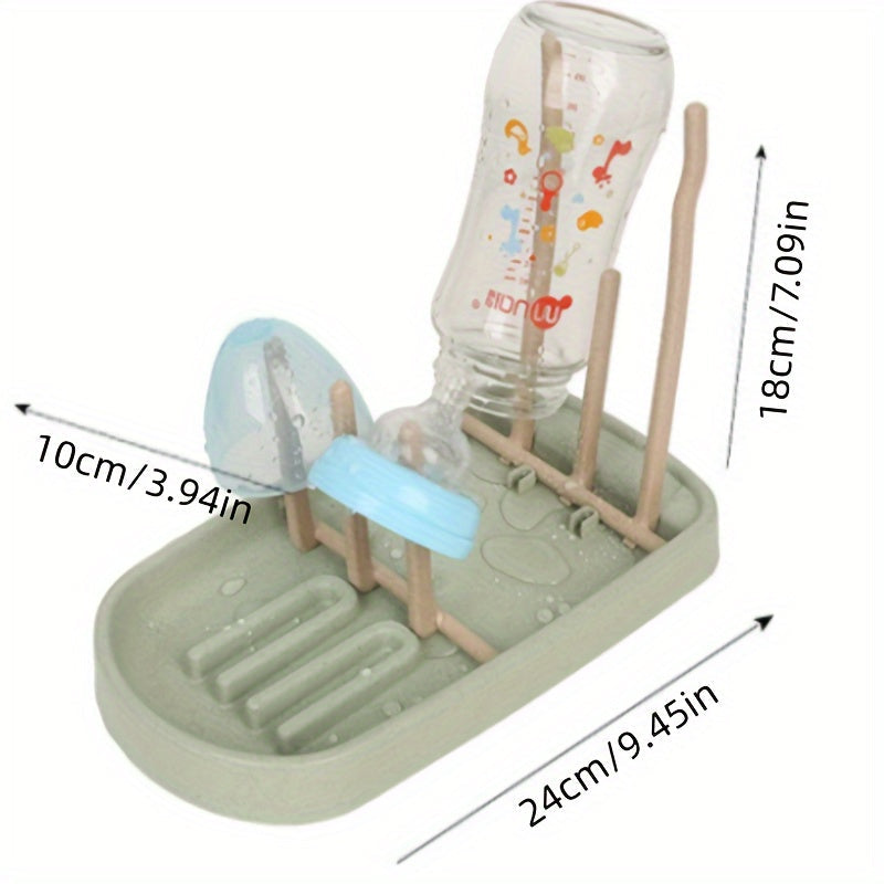 Wheat straw milk bottle drain rack for one piece, with compartments for cups, milk bottles, pacifiers, and other kitchen items. Multi-functional storage basket for easy draining in the kitchen.