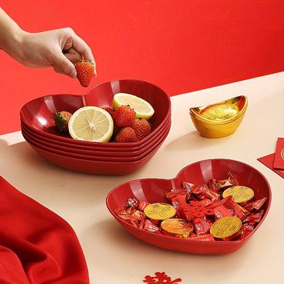 Heart-Shaped Serving Set for Valentine's Day, weddings, and romantic dinners. Includes salad, fruit plates, cereal bowls, snack dishes, and potato chips.