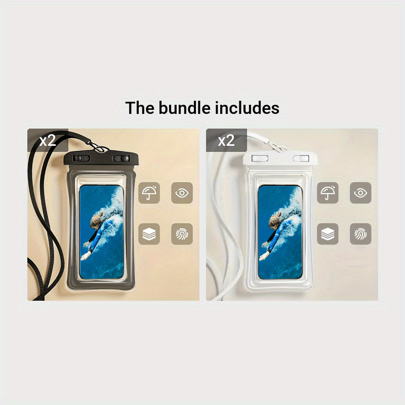 Waterproof phone pouch with 3D design and neck strap for 20.32 cm smartphones, ideal for beach, cruise, and travel.