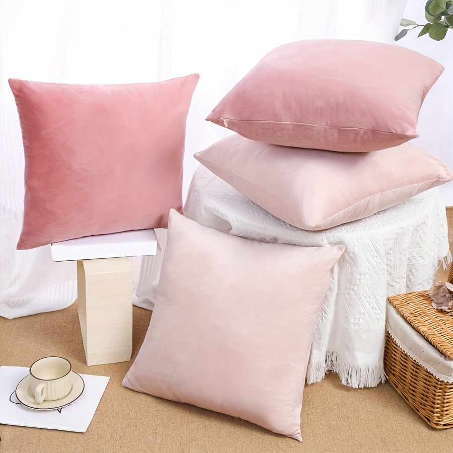 Soft velvet pillow covers with zipper closure, machine washable, 100% woven polyester. Ideal for sofa, bedroom, car, or farmhouse décor.