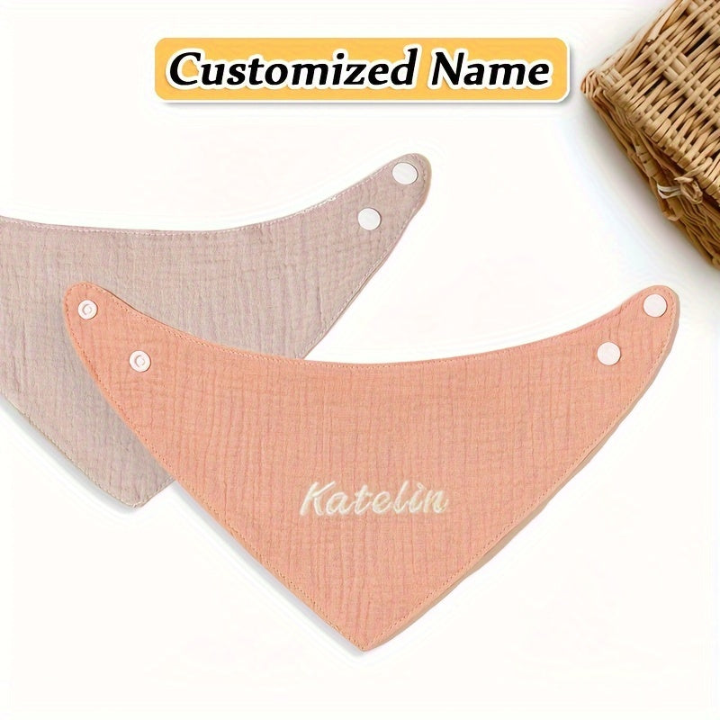 Set of 4 Gauze Triangle Saliva Towels for Kids, Adjustable Buckle Bib for Kids, Feeding Bib, Soft and Breathable, Highly Absorbent, Made from Natural Materials, Personalized Engraving Service Available, Perfect Gift for Kids, Birthdays, Christmas