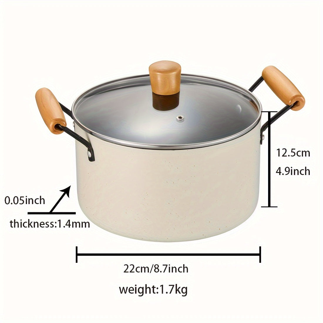 High-quality Soup Pot with Non-Stick Cast Iron and Tempered Glass Lid - Durable, Easy-to-Clean Cooking and Steaming Pan for Your Home Kitchen