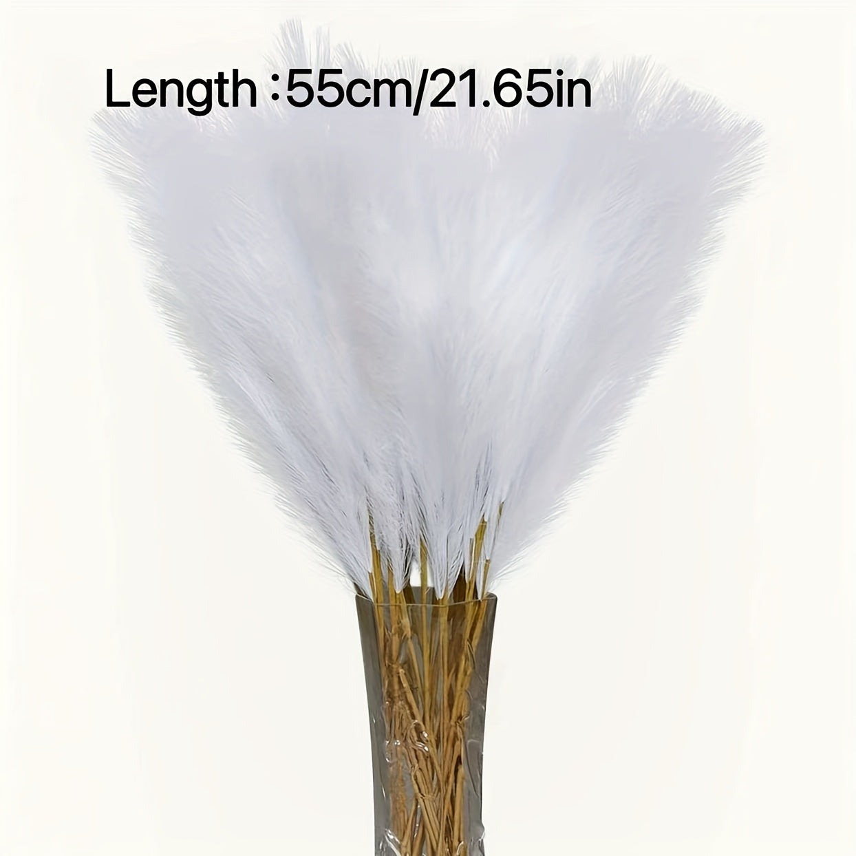 10 faux pampas grass stems in white for home decor.