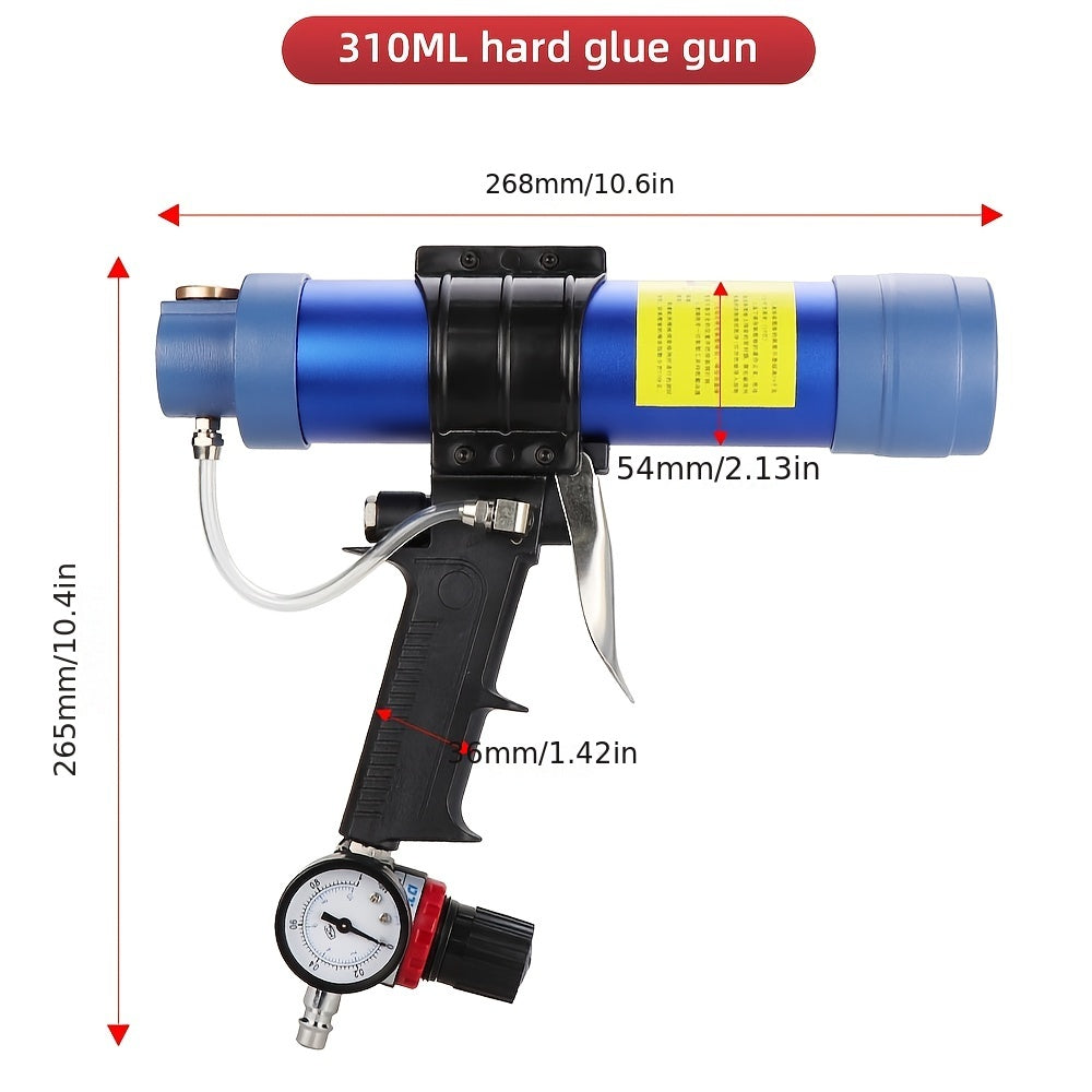 HIFESON 310ml Pneumatic Air Sealant Cartridge Gun Kit - Silicone Caulking Tool with Precision Nozzle, Pressure Gauge & Adjustable Flow Valve for Clean Seals in Automotive, Electrical