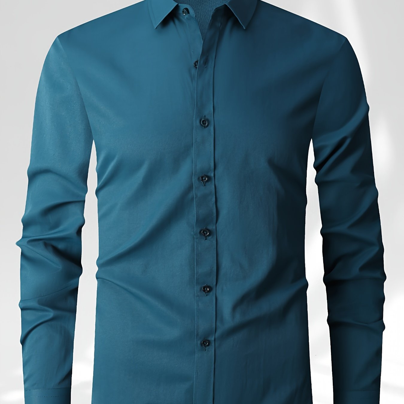 Classic men's button-down dress shirt in solid color, suitable for business casual office wear in the spring season.